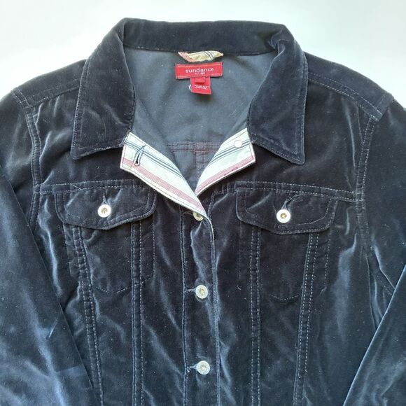 Sundance Velvet Denim/Jean-Style Jacket Black Women's Size Medium Basic Western - Picture 4 of 10